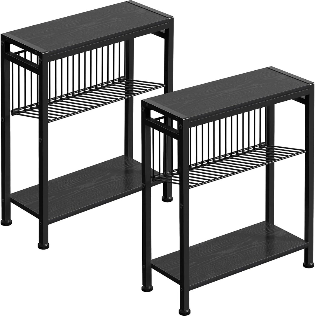 Small End Table Set of 2, 3-Tier Narrow Side Table