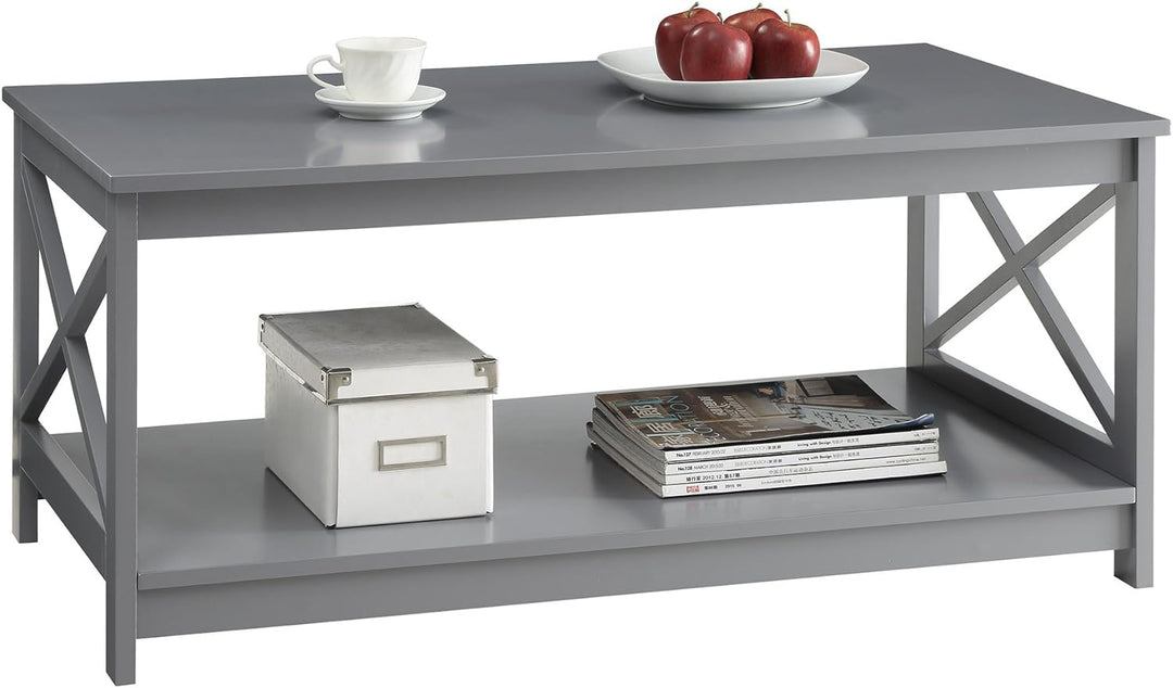 Oxford Coffee Table with Shelf, Gray