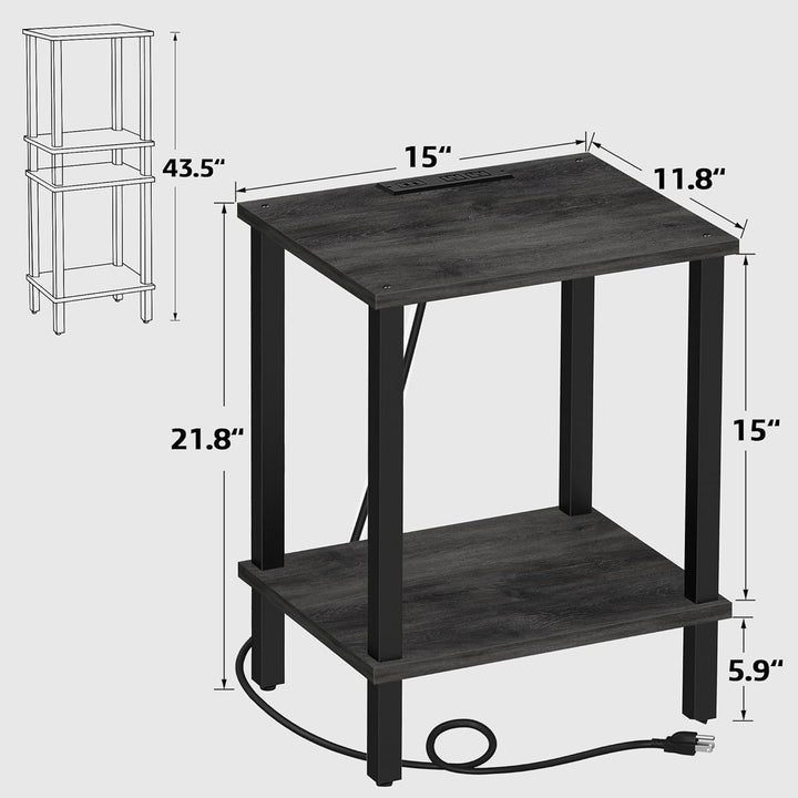 End Table 2-Tier Storage Charcoal Grey TB01BY040