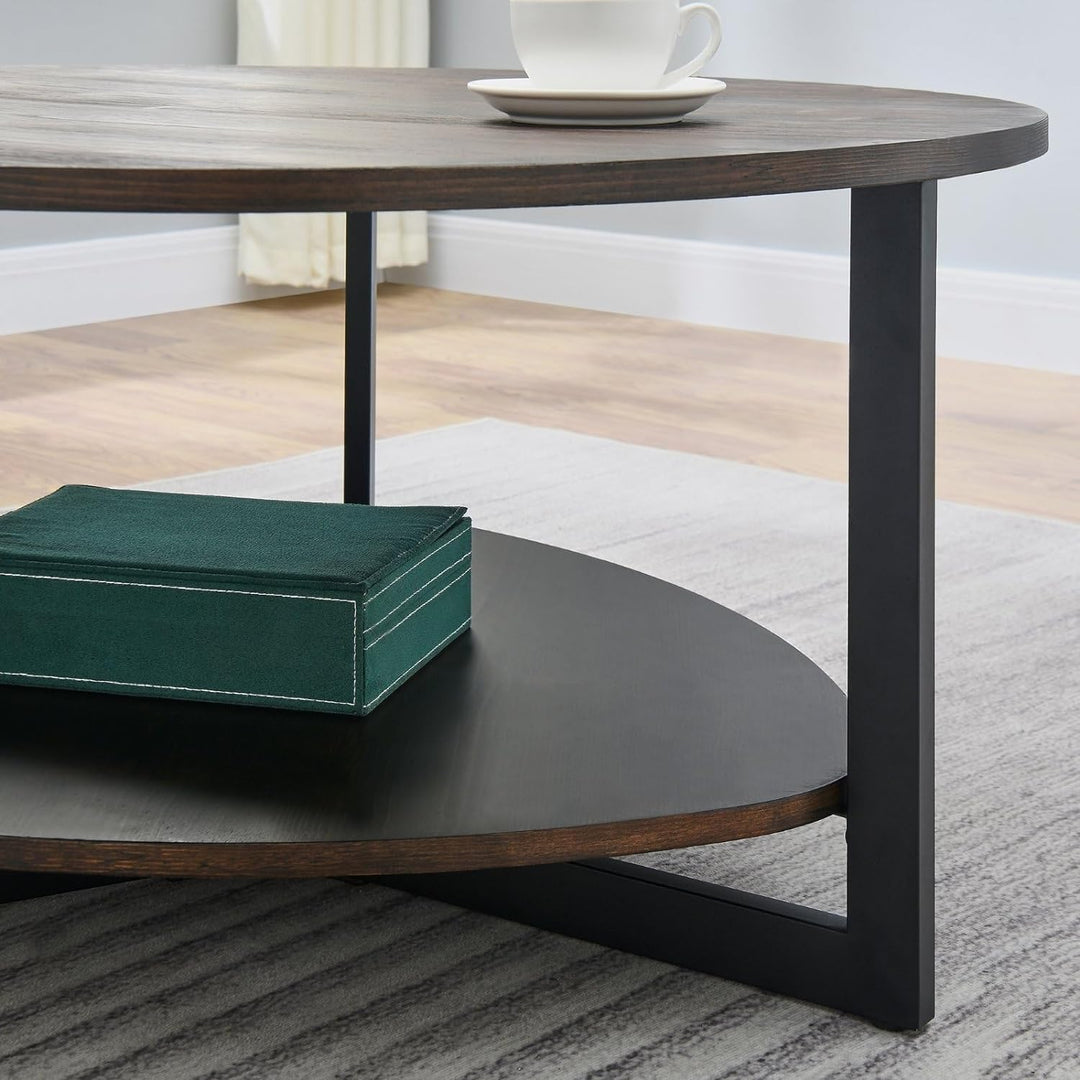 Round 35" Coffee Table, Modern Retro, Oval Storage