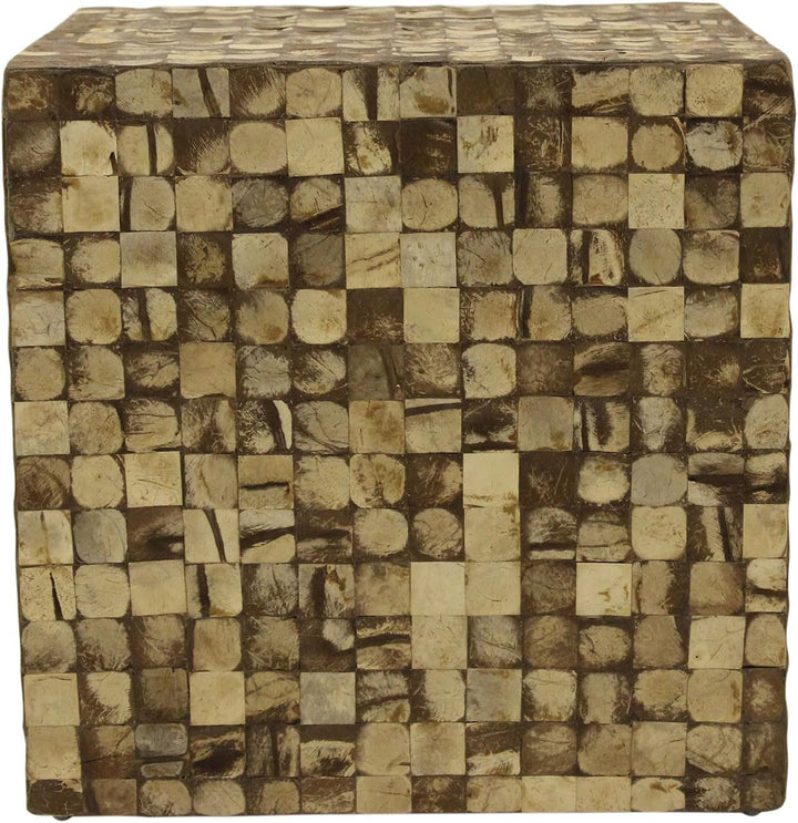 East Main Round Side Table - Brown Coconut Shell Mosaic