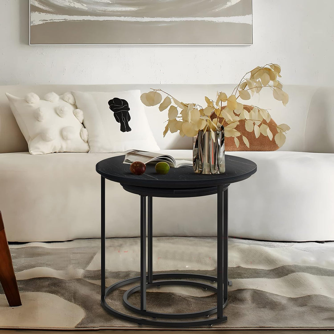 Black Marble Nesting Coffee Table Sets Side End Table