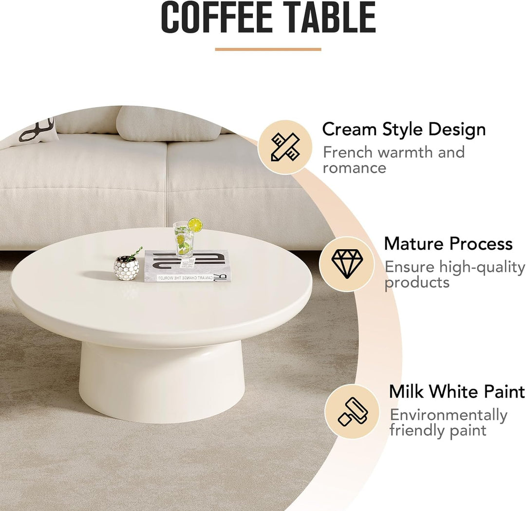 Elegant Coffee Table, Creamy White