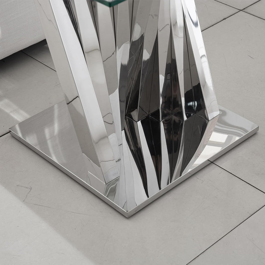 Modern Glass and Stainless Steel End Table, Gold22