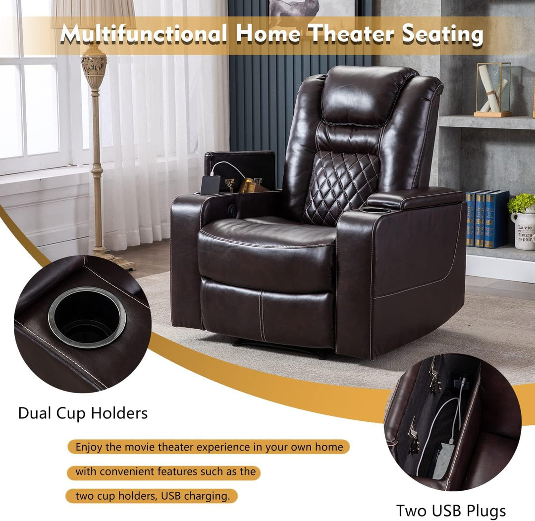 Electric Power Recliner Chair, Breathable Leather