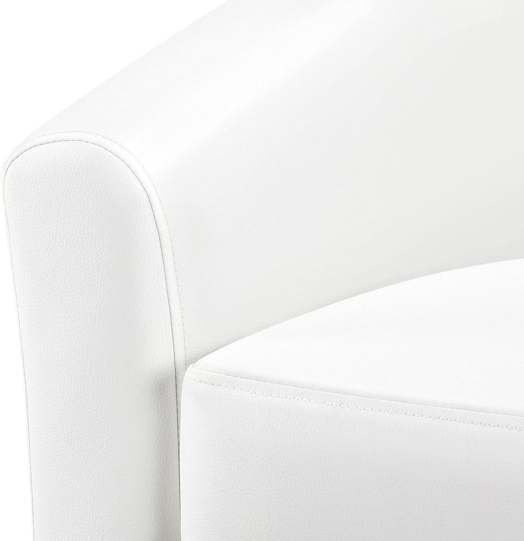 Faux Leather Accent Chair, Modern Barrel, White