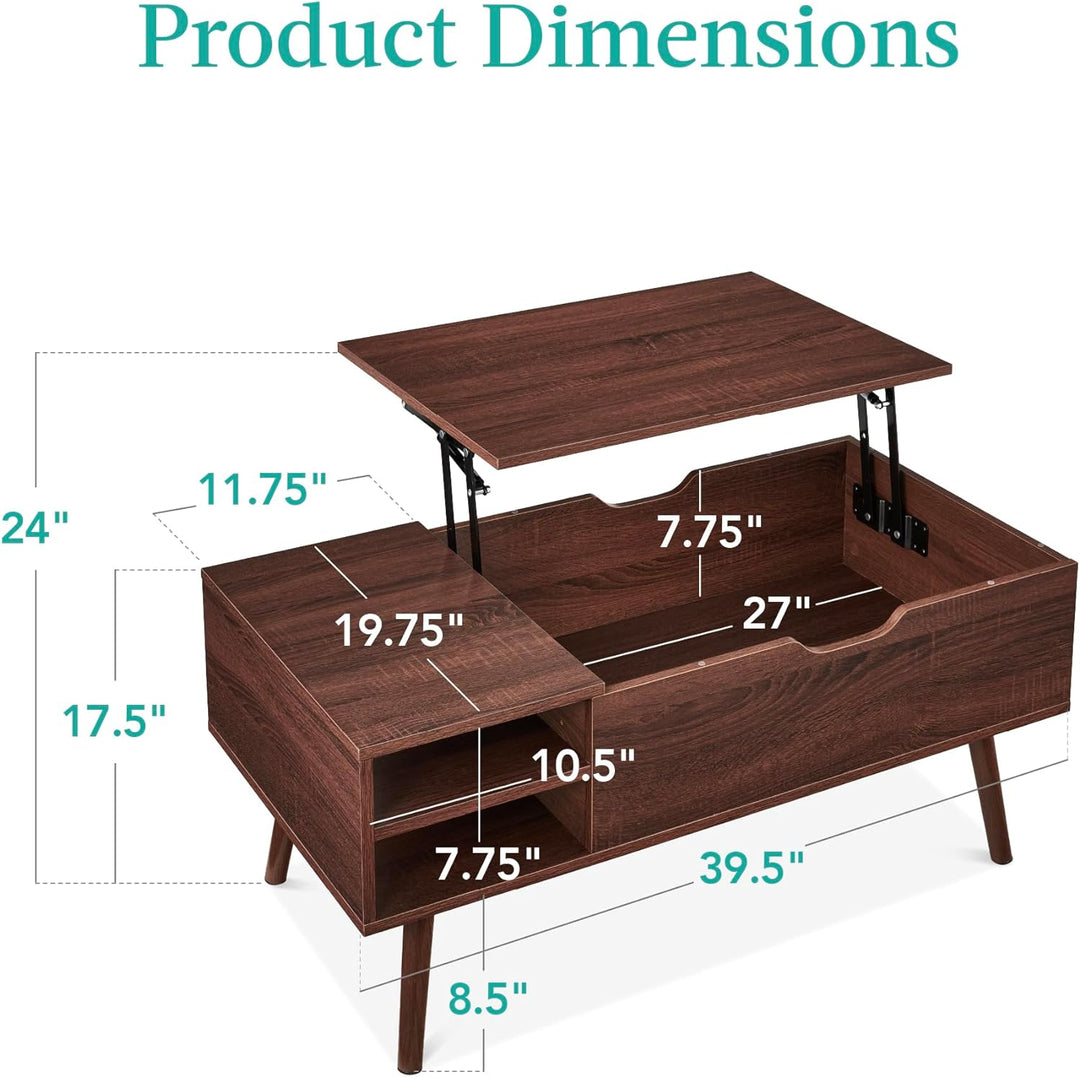 Best Mid-Century Modern Lift Top Coffee Table with Hidden Storage, Walnut