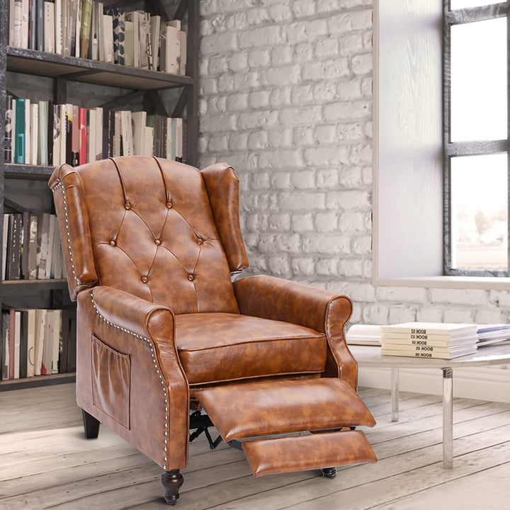 Wingback Recliner Chair, Heat Massage PU Leather Sofa