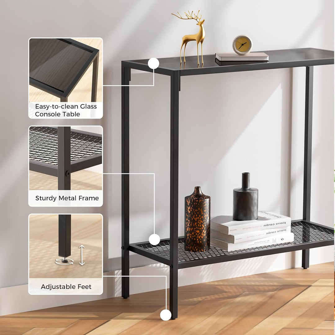 Black Console Table Glass Small Entryway Table