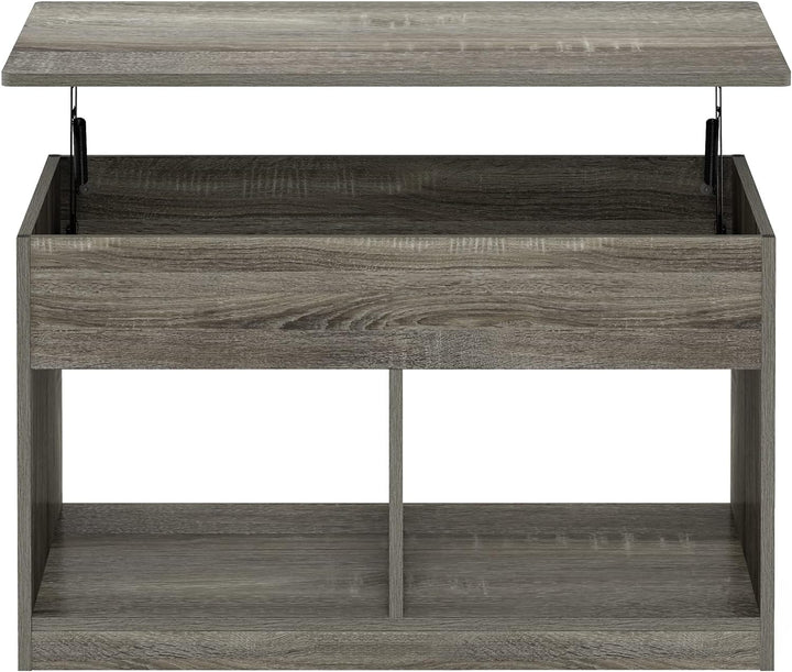 Furinno Jensen Lift Top Coffee Table Hidden Storage, French Oak Grey