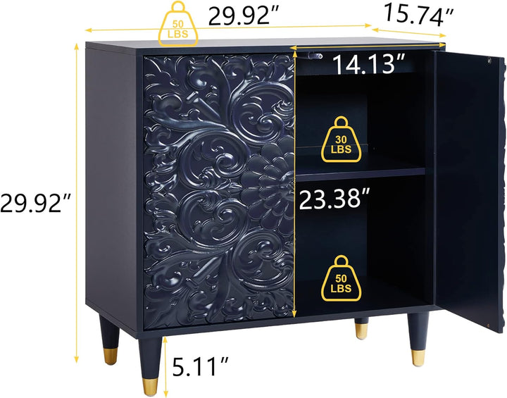 Accent Cabinet 2 Doors Luxury Carving Board Storage Sideboard