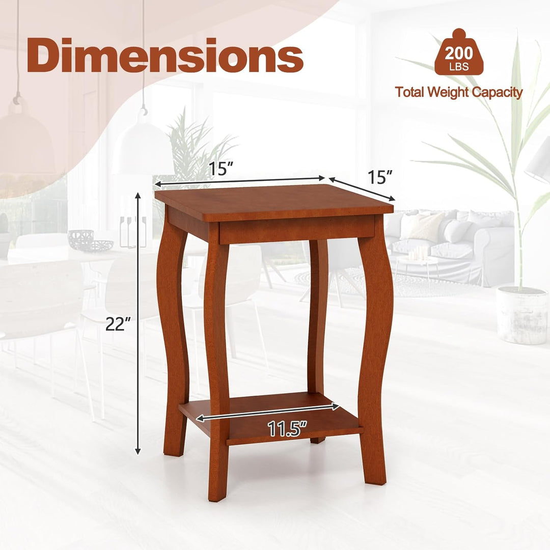 2-Tier Square End Table Set, Modern Sofa Side Table