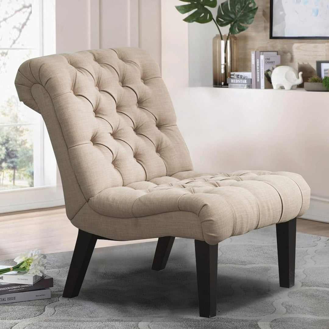 Accent Chairs Set of 2 Button Tufted Chair Khaki