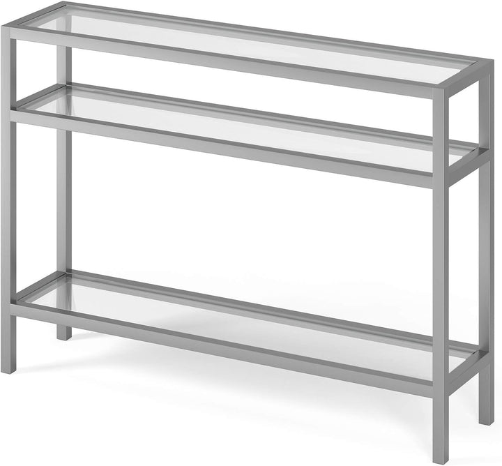 Rectangular Console Table, Entryway Accent Furniture, Satin Nickel