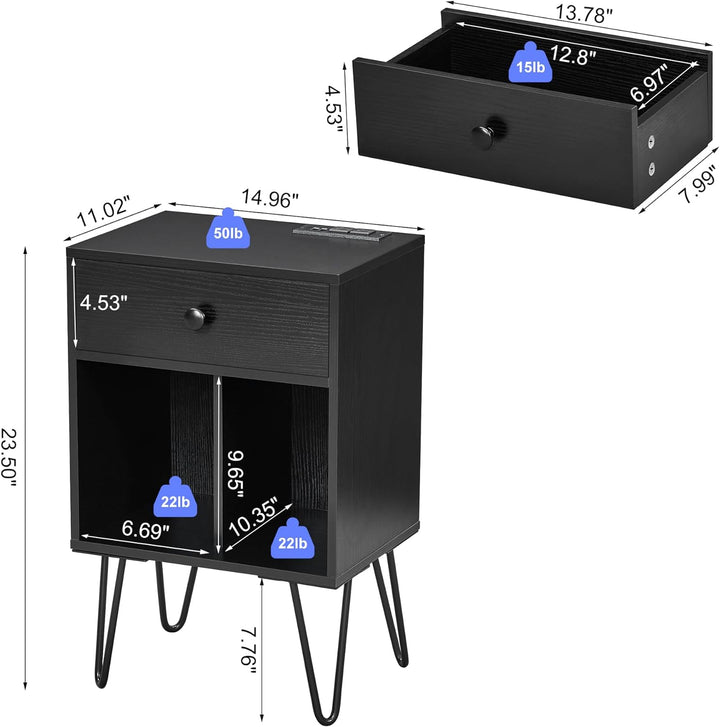 Nightstand Charging Station Modern Night Stand