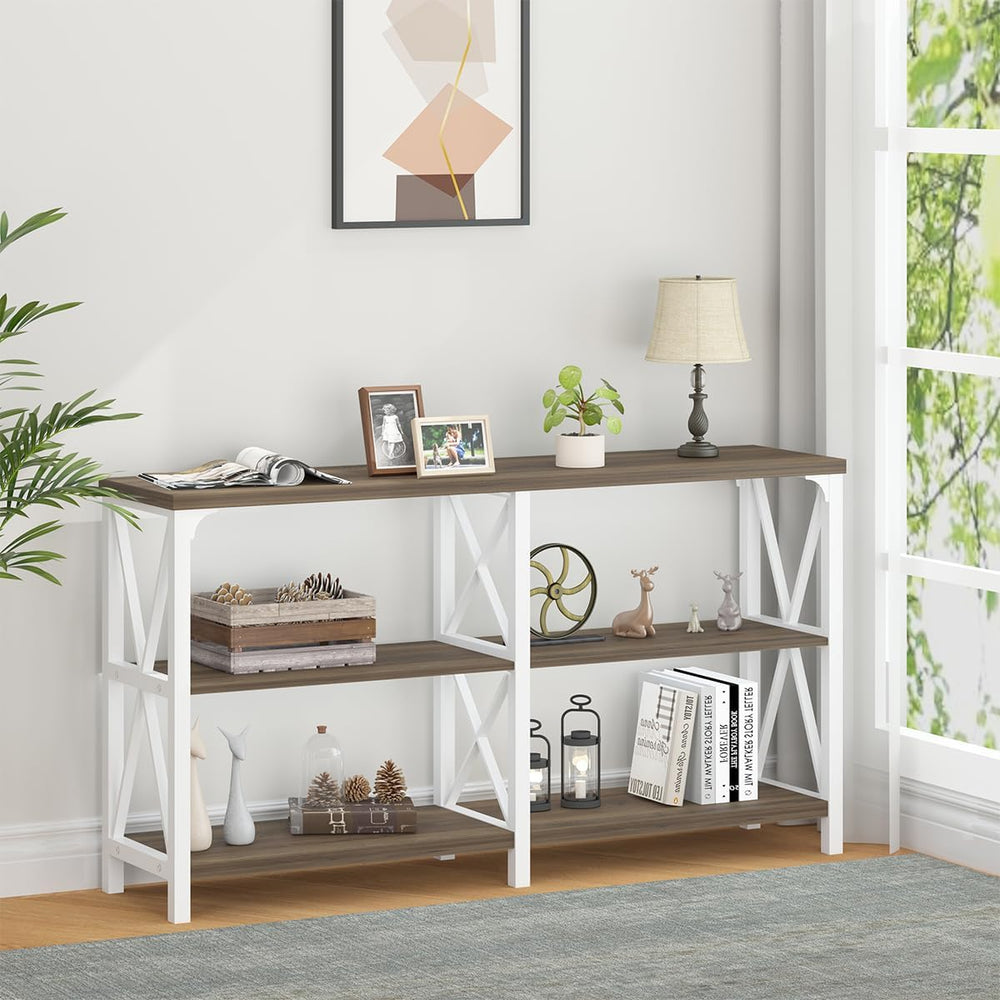 Farmhouse Entryway Table, Industrial Wood Sofa Table