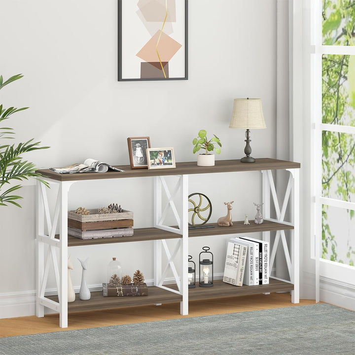 Farmhouse Entryway Table, Industrial Wood Sofa Table