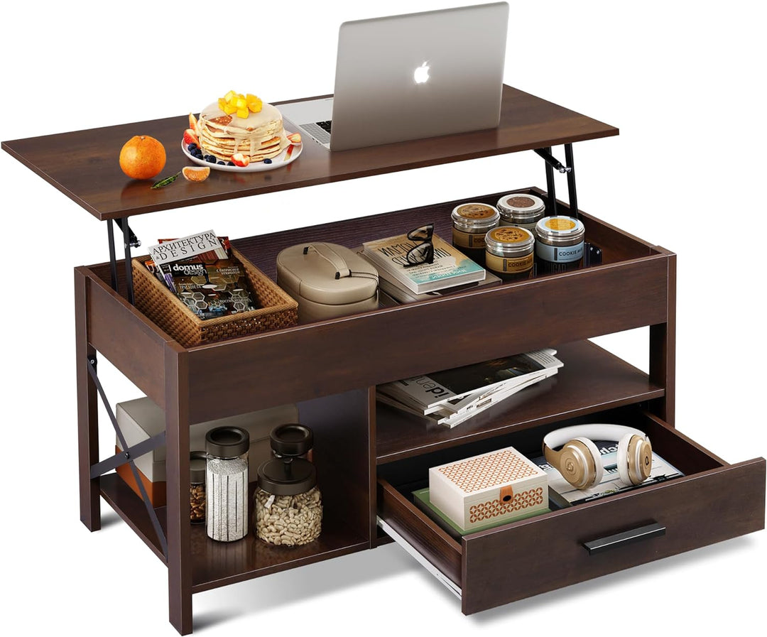 Lift Top Coffee Table with Hidden Storage, Espresso