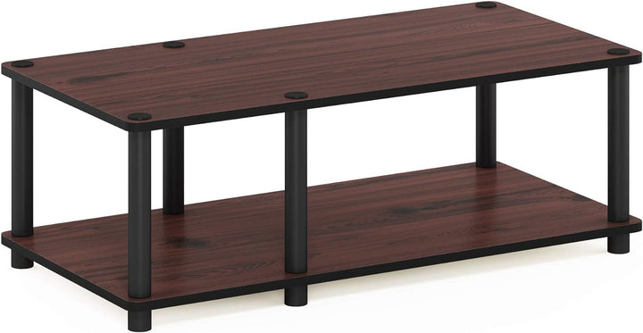 Furinno Mid TV Stand with Black Tube, Dark Cherry