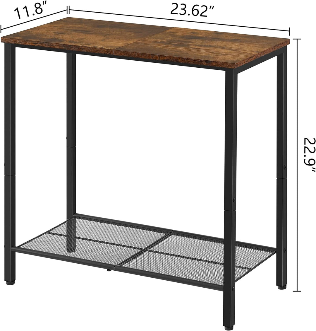 2 Tier End Table, Narrow Side Table w/ Storage