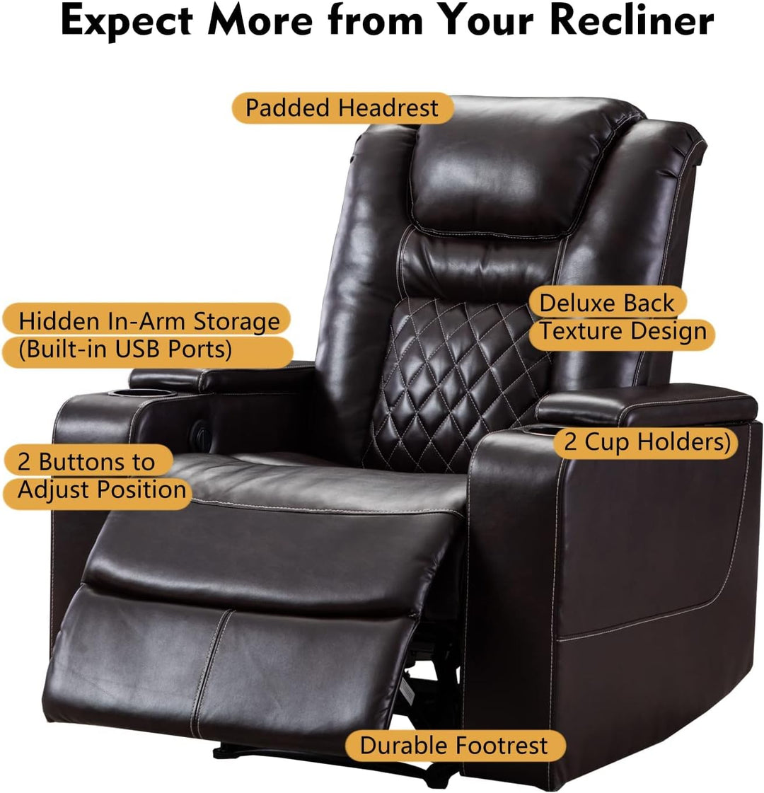 Electric Power Recliner Chair, Breathable Leather