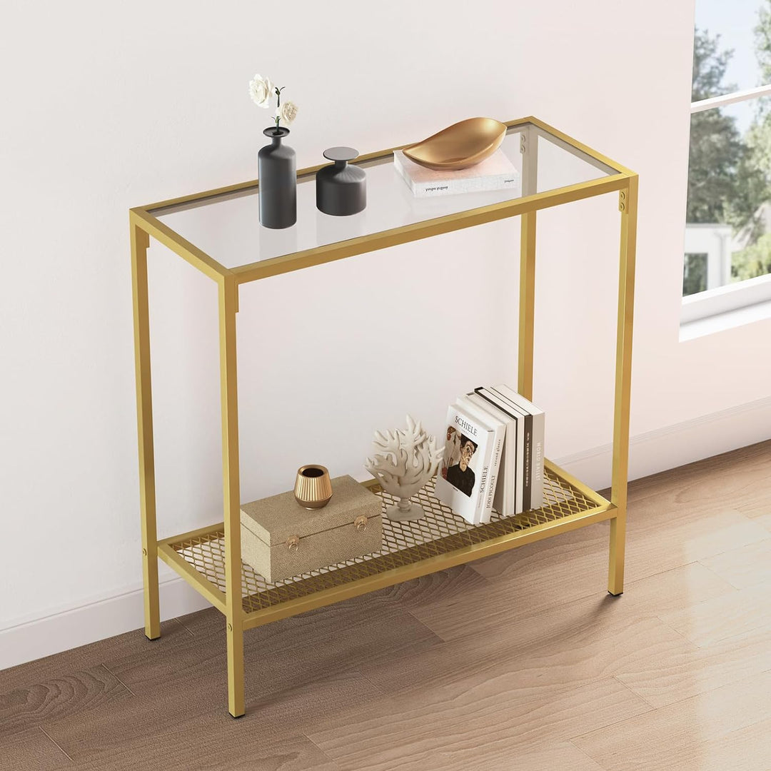 Gold Console Table Small Glass Entryway Table