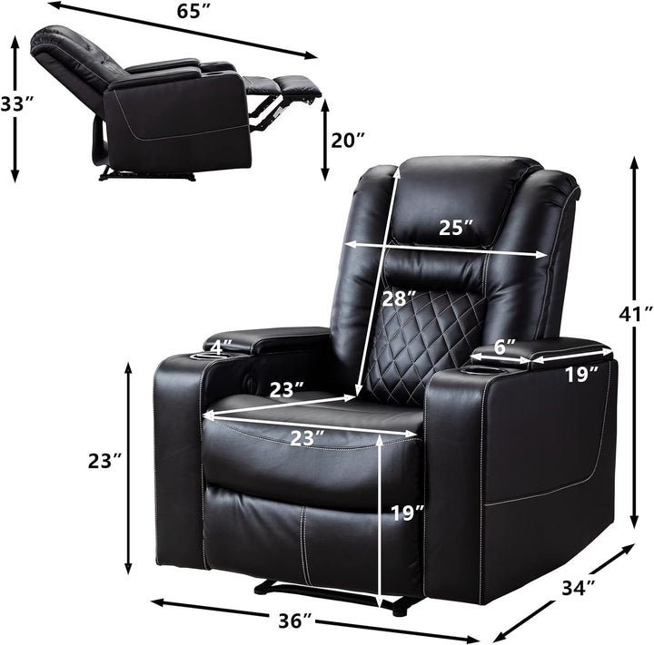 Electric Power Recliner Chair, Breathable Leather