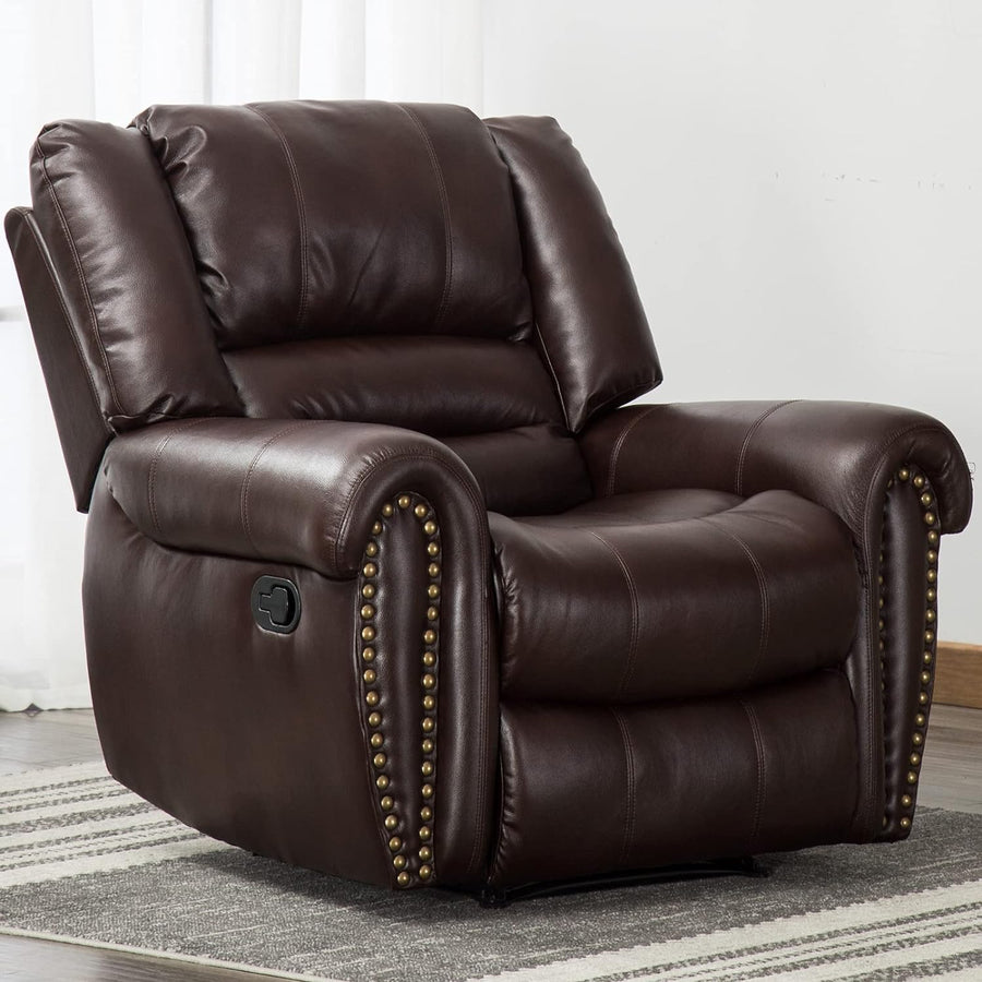 Leather Recliner Chair, Classic Manual, Brown