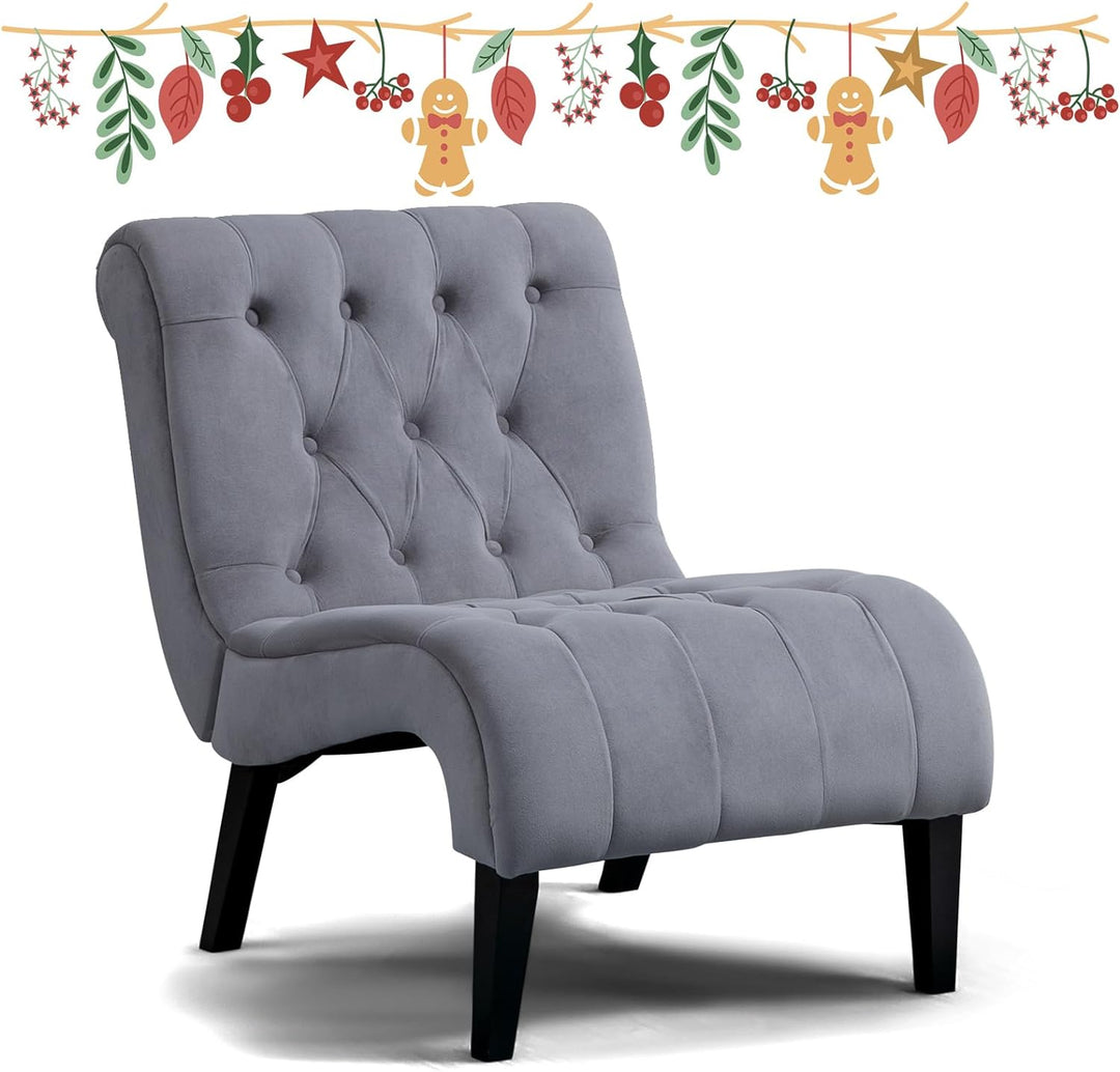 Armless Accent Chair, Grey