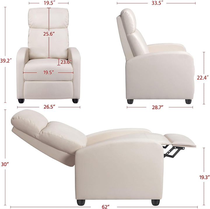 Recliner Chair PU Leather Recliner Sofa Home Theater, Beige