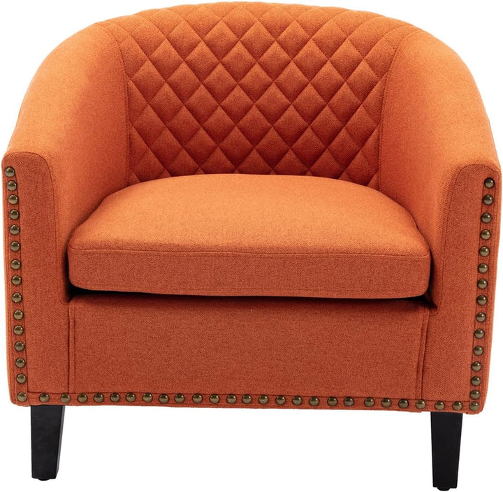 Modern Upholstered Accent Armchair Orange Linen