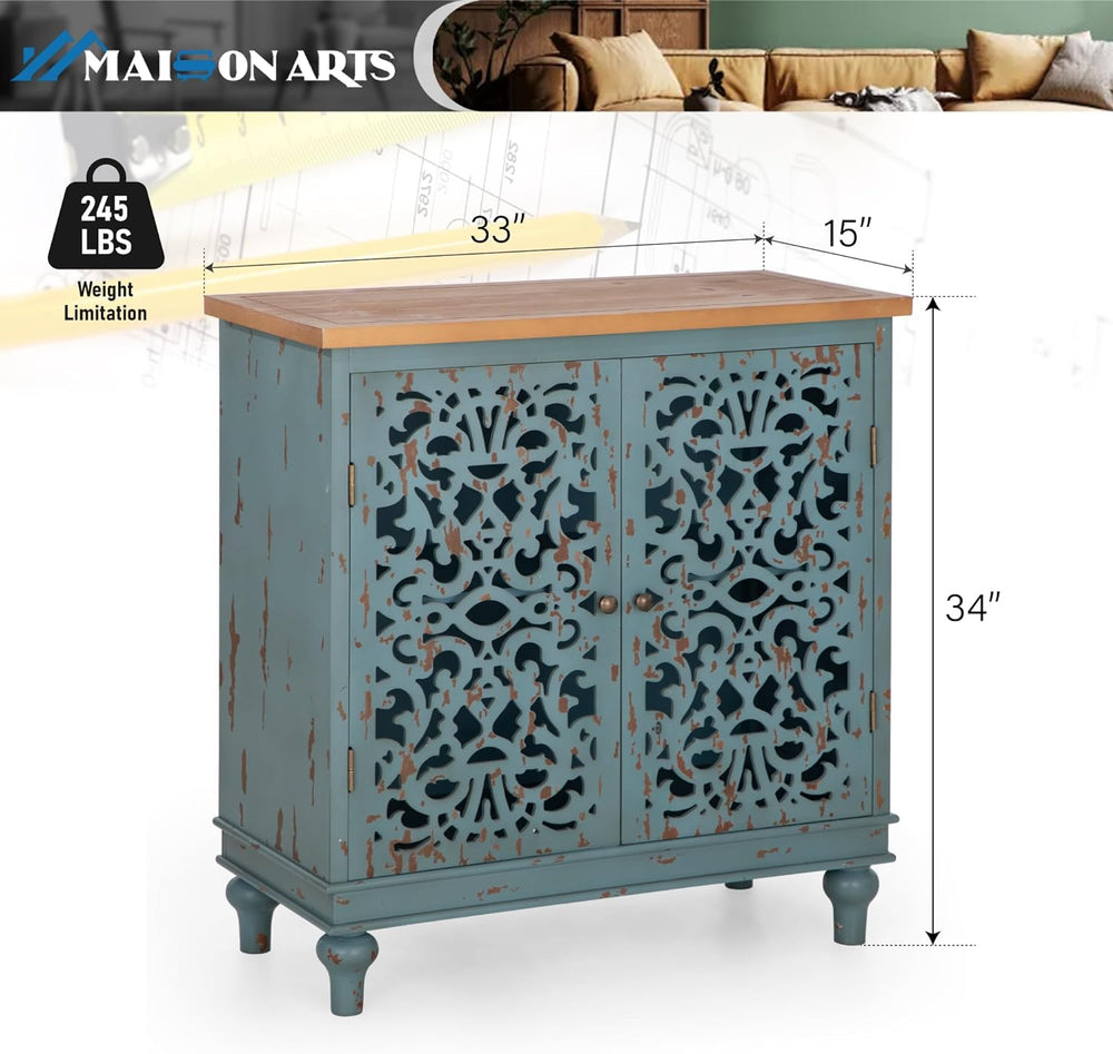 Accent Cabinet Distressed Farmhouse Credenza