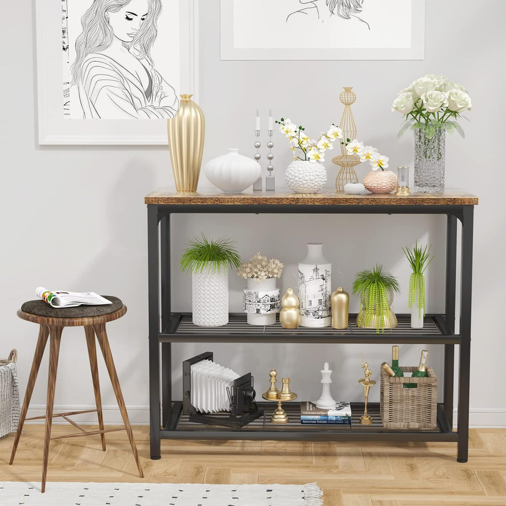 Small Console Table, Industrial Entryway, 32 Inch