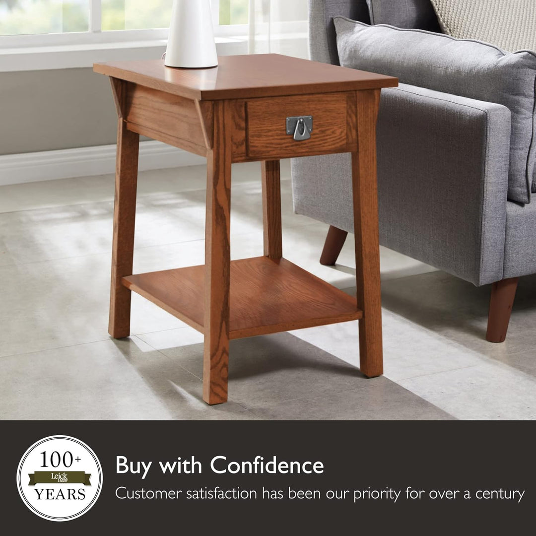 Leick Mission End Table with Drawer, Solid Wood