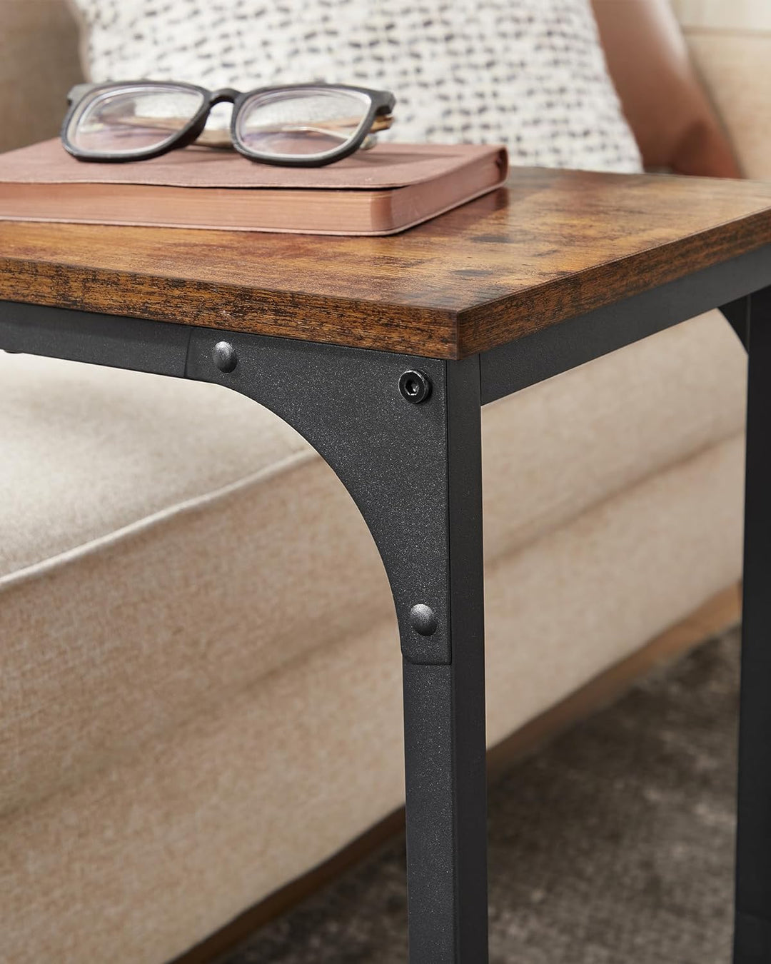 C-Shaped End Table, Small Side Table for Couch