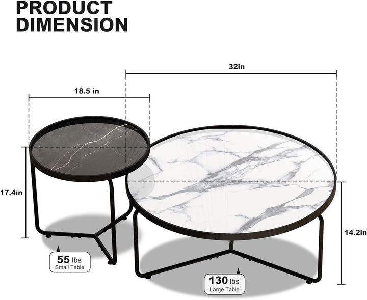 Stylish Glass Coffee Table Set, Black End Table, Modern Accent