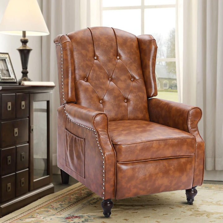 Wingback Recliner Chair, Heat Massage PU Leather Sofa