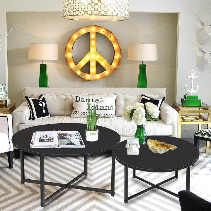 Stylish Round Coffee Table for Small Living Spaces, Black