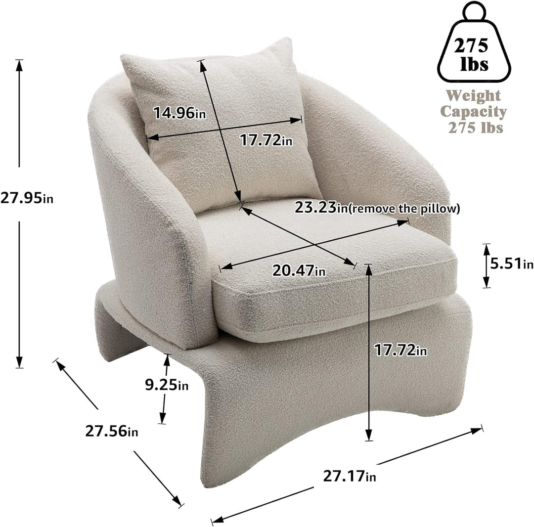 Barrel Accent Chair, Comfy Round Sofa Chair (Beige)