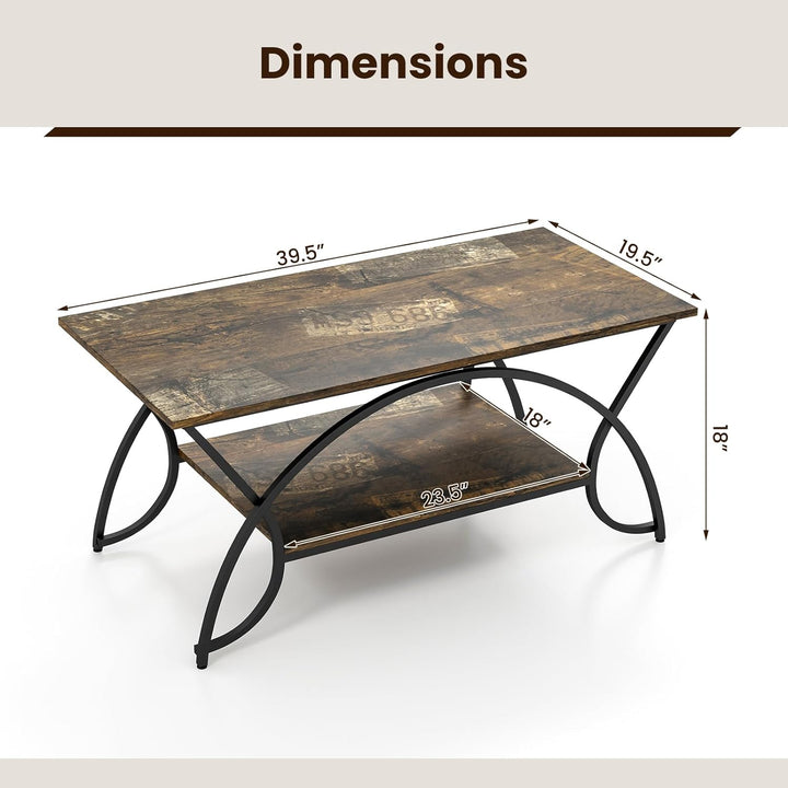 GOFLAME Industrial Coffee Table, Rectangular Center Table, Dark Brown