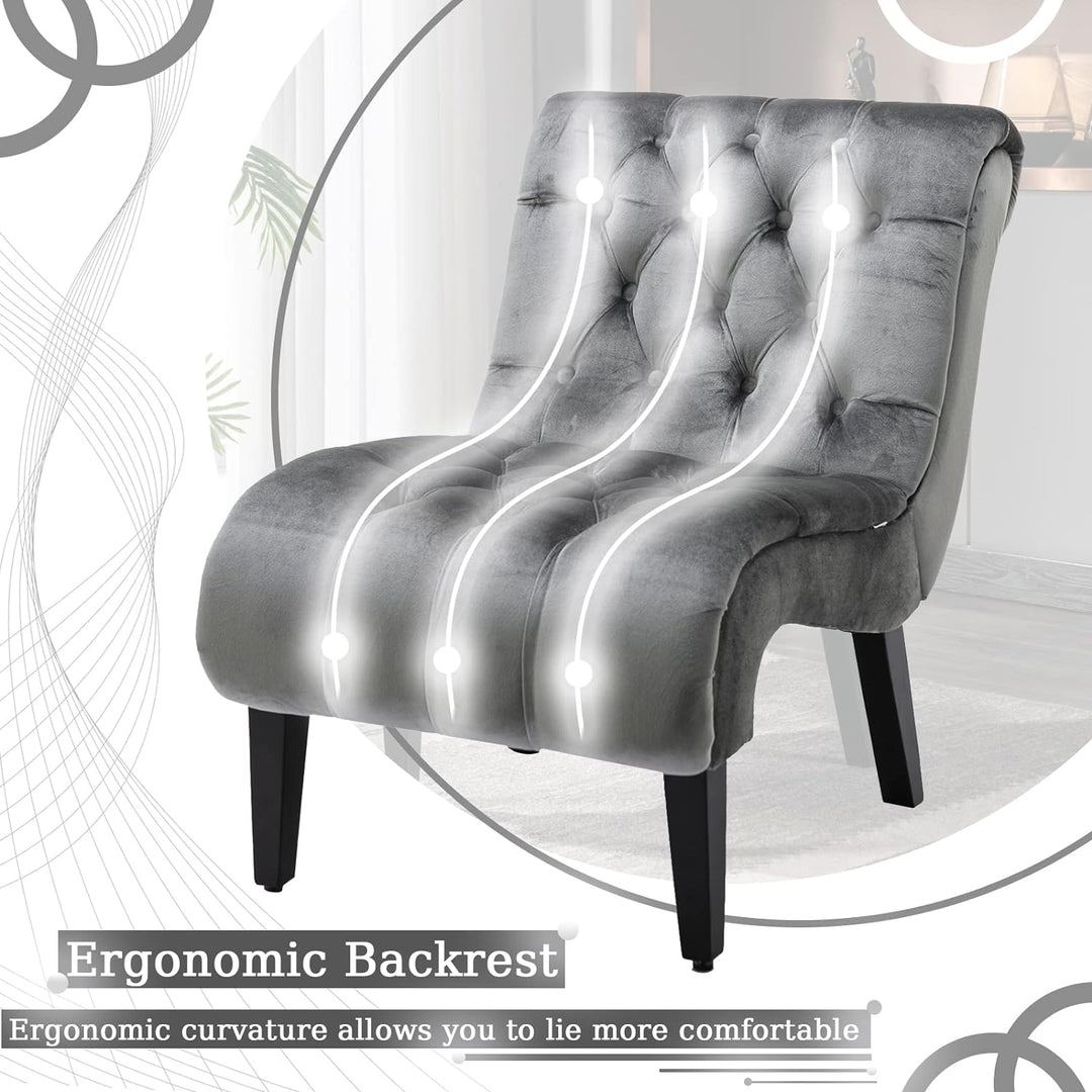 Comfy Velvet Accent Chair, Modern Lounge Chair Silver