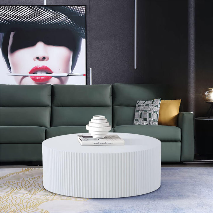 White Round Coffee Table for Living Room, Apartment, and Mall