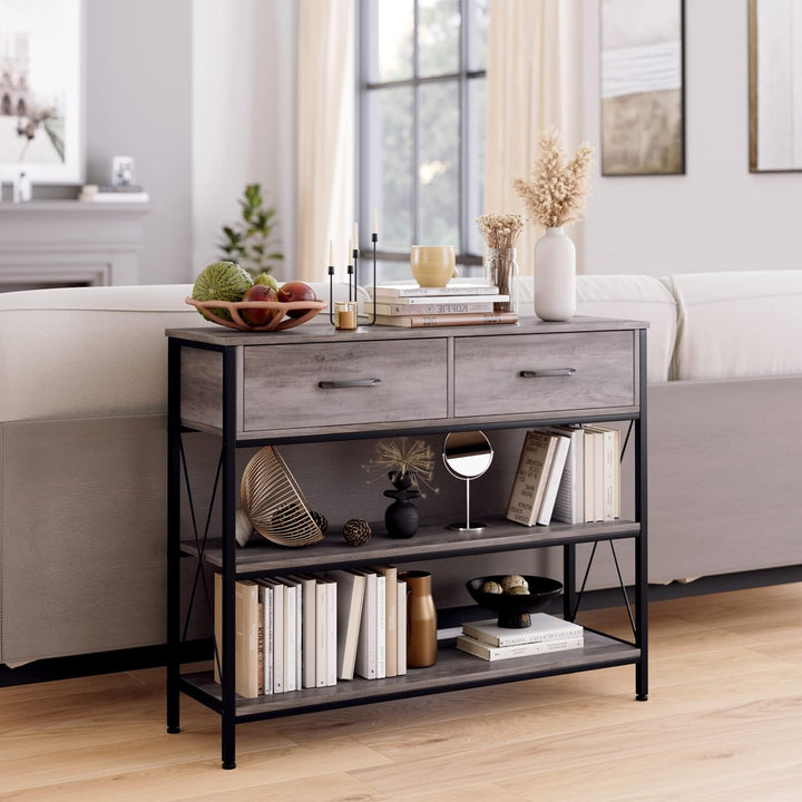 Industrial Console Table, Vintage Hallway Foyer, Grey