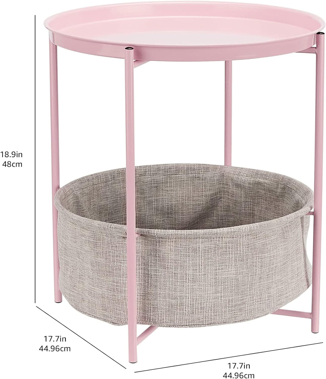 Basics Round Storage End Table, Dusty Pink, 17.7"D x 17.7"W