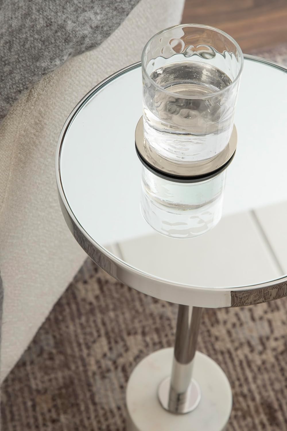 Hescott Modern Mirrored Drink Table