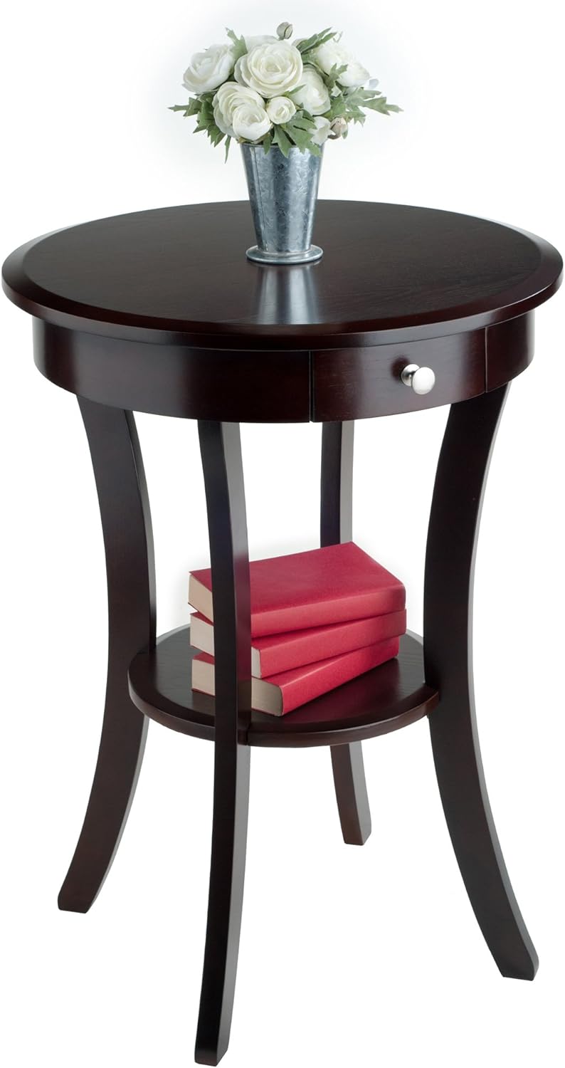 Wood Sasha Accent Table, Cappuccino, 20x20x27