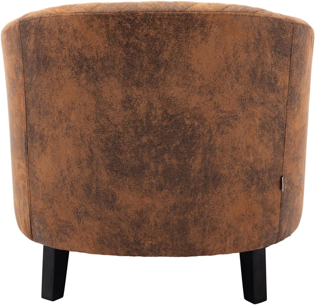 Upholstered Accent Armchair Antique Brown Fabric