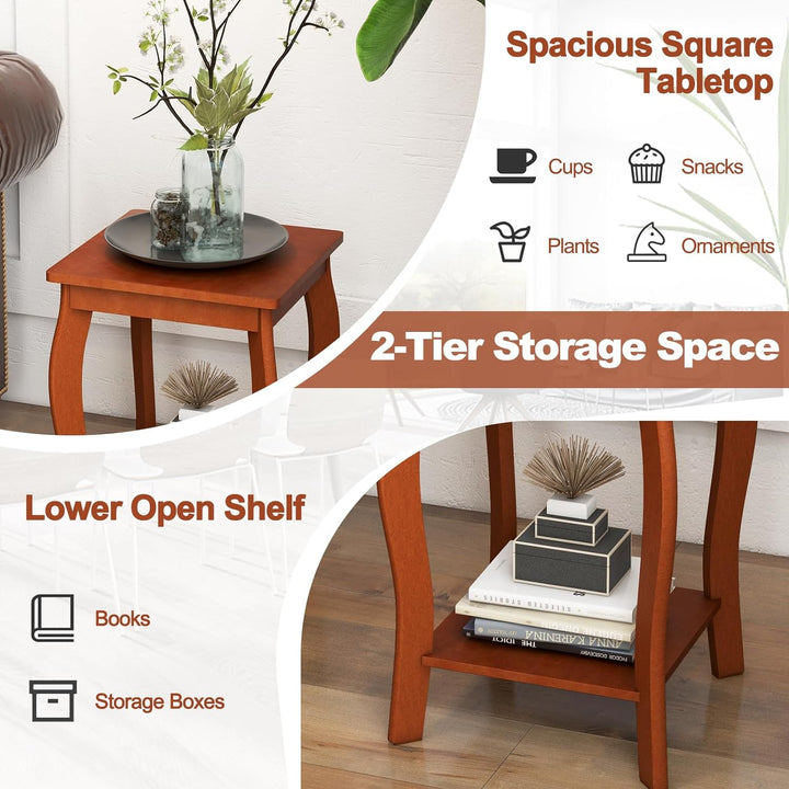 2-Tier Square End Table Set, Modern Sofa Side Table