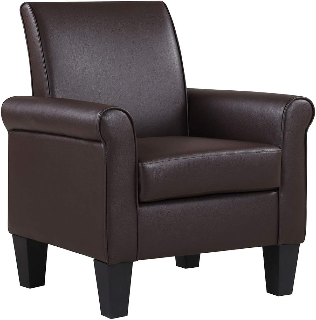 Modern Faux Leather Accent Chair Espresso