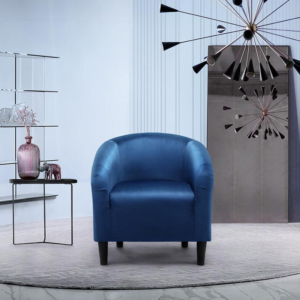 Velvet Accent Chair, Modern Club Chair Upholstered Armchair with Solid Legs Comfy Sofa Chair, Pagoda Blue